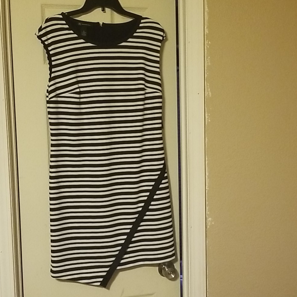 Navy and white striped dress